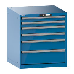 LISTA - Armoire à tiroirs 36x36E (LxPxH) 717x725x800mm 6 tiroirs (2x75/2x100/1x150/1x200) 75kg KEY Lock Bleu clair RAL 5012