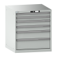 LISTA - Armoire à tiroirs 36x36E (LxPxH) 717x725x800mm 6 tiroirs (2x75/2x100/1x150/1x200) 75kg KEY Lock Gris clair RAL 7035