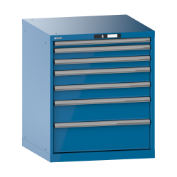 LISTA - Armoire à tiroirs 36x36E (LxPxH) 717x725x850mm 7 tiroirs (1x50/2x75/2x100/1x150/1x200) 75kg KEY Lock Bleu clair RAL 5012
