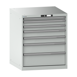 LISTA - Armoire à tiroirs 36x36E (LxPxH) 717x725x850mm 7 tiroirs (1x50/2x75/2x100/1x150/1x200) 75kg KEY Lock Gris clair RAL 7035