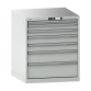 LISTA - Armoire à tiroirs 36x36E (LxPxH) 717x725x850mm 7 tiroirs (1x50/2x75/2x100/1x150/1x200) 75kg KEY Lock Gris clair RAL 7035