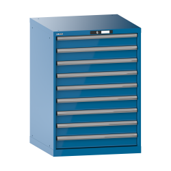 LISTA - Armoire à tiroirs 36x36E (LxPxH) 717x725x1000mm 9 tiroirs (9x100) 200kg KEY Lock Bleu clair RAL 5012