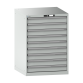 LISTA - Armoire à tiroirs 36x36E (LxPxH) 717x725x1000mm 9 tiroirs (9x100) 200kg KEY Lock Gris clair RAL 7035