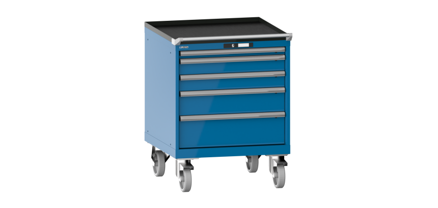 Armoire à tiroirs Lista 36 x 36E  H 85 x L 71,7 x P 72,5 cm 5 tiroirs, roues Ø 16 cm Key Lock