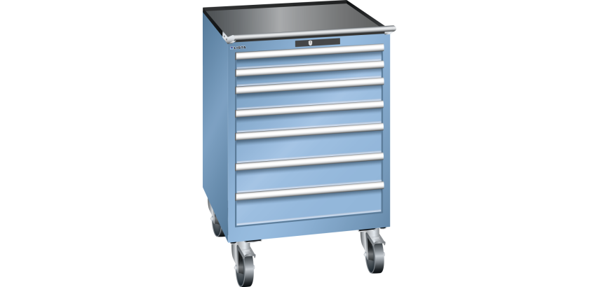 Armoire à tiroirs Lista 36 x 36E  H 111,2 x L 71,7 x P 72,5 cm 7 tiroirs, roues Ø 16 cm Key Lock