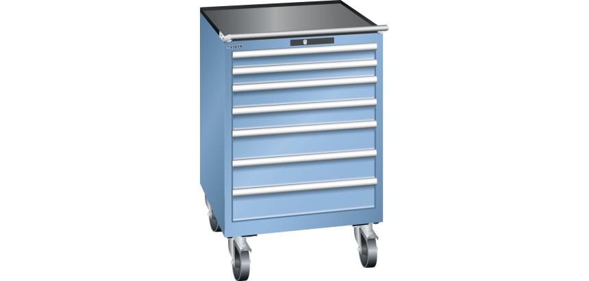 Armoire à tiroirs Lista 36 x 36E  H 111,2 x L 71,7 x P 72,5 cm 7 tiroirs, roues Ø 16 cm Key Lock