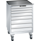 LISTA - Armoire à tiroirs mobile 36x36E (LxPxH) 717x725x1112mm 7 tiroirs (2x75/2x100/2x125/1x150) 75kg roues en caoutchouc Ø160mm KEY Lock Gris clair RAL 7035