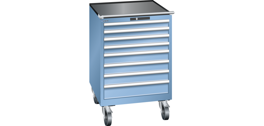 Armoire à tiroirs Lista 36 x 36E  H 111,2 x L 71,7 x P 72,5 cm 8 tiroirs, roues Ø 16 cm Key Lock