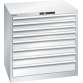LISTA - Armoire à tiroirs 45x36E (LxPxH) 870x725x850mm 8 tiroirs (4x75/3x100/1x150) 75kg KEY Lock Gris clair RAL 7035