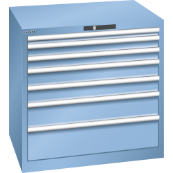 LISTA - Armoire à tiroirs 45x36E (LxPxH) 870x725x850mm 7 tiroirs (1x50/2x75/2x100/1x150/1x200) 75kg KEY Lock Bleu clair RAL 5012