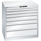 LISTA - Armoire à tiroirs 45x36E (LxPxH) 870x725x850mm 7 tiroirs (1x50/2x75/2x100/1x150/1x200) 75kg KEY Lock Gris clair RAL 7035