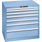 LISTA - Armoire à tiroirs 45x36E (LxPxH) 870x725x850mm 7 tiroirs (1x50*/2x75/2x100/1x150/1x200) *75/200kg KEY Lock Bleu clair RAL 5012