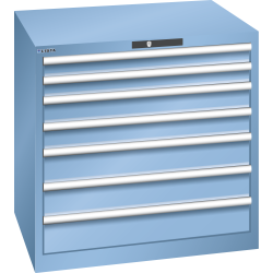 LISTA - Armoire à tiroirs 45x36E (LxPxH) 870x725x850mm 7 tiroirs (2x75/2x100/2x125/1x150) 75kg KEY Lock Bleu clair RAL 5012
