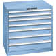 LISTA - Armoire à tiroirs 45x36E (LxPxH) 870x725x850mm 7 tiroirs (2x75/2x100/2x125/1x150) 75kg KEY Lock Bleu clair RAL 5012