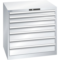 LISTA - Armoire à tiroirs 45x36E (LxPxH) 870x725x850mm 7 tiroirs (2x75/2x100/2x125/1x150) 75kg KEY Lock Gris clair RAL 7035