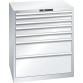 LISTA - Armoire à tiroirs 45x36E (LxPxH) 870x725x1000mm 7 tiroirs (1x50/2x75/2x100/1x200/1x300) 75kg KEY Lock Gris clair RAL 7035
