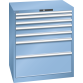 LISTA - Armoire à tiroirs 45x36E (LxPxH) 870x725x1000mm 7 tiroirs (1x50*/2x75/2x100/1x200/1x300) *75/200kg KEY Lock Bleu clair RAL 5012