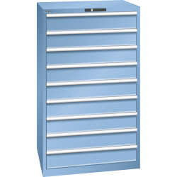 LISTA - Armoire à tiroirs 45x36E (LxPxH) 870x725x1450mm 9 tiroirs (9x150) 75kg KEY Lock Bleu clair RAL 5012