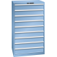 LISTA - Armoire à tiroirs 45x36E (LxPxH) 870x725x1450mm 9 tiroirs (9x150) 75kg KEY Lock Bleu clair RAL 5012