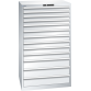 LISTA - Armoire à tiroirs 45x36E (LxPxH) 870x725x1450mm 13 tiroirs (4x75/6x100/3x150) 200kg KEY Lock Gris clair RAL 7035
