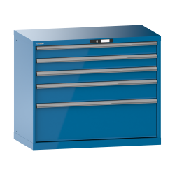 LISTA - Armoire à tiroirs 54x27E (LxPxH) 1023x572x850mm 5 tiroirs (3x100/1x150/1x300) 200kg KEY Lock Bleu clair RAL 5012