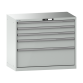 LISTA - Armoire à tiroirs 54x27E (LxPxH) 1023x572x850mm 5 tiroirs (3x100/1x150/1x300) 200kg KEY Lock Gris clair RAL 7035