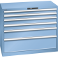 LISTA - Armoire à tiroirs 54x27E (LxPxH) 1023x572x850mm 6 tiroirs (2x75/2x100/1x150/1x250**) 75/**200kg KEY Lock Bleu clair RAL 5012