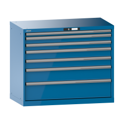 LISTA - Armoire à tiroirs 54x27E (LxPxH) 1023x572x850mm 7 tiroirs (1x50/2x75/2x100/1x150/1x200) 75kg KEY Lock Bleu clair RAL 5012