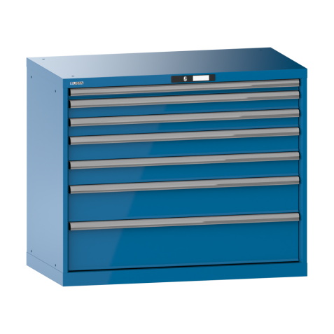LISTA - Armoire à tiroirs 54x27E (LxPxH) 1023x572x850mm 7 tiroirs (1x50/2x75/2x100/1x150/1x200) 75kg KEY Lock Bleu clair RAL 5012