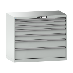 LISTA - Armoire à tiroirs 54x27E (LxPxH) 1023x572x850mm 7 tiroirs (1x50/2x75/2x100/1x150/1x200) 75kg KEY Lock Gris clair RAL 7035