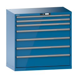 LISTA - Armoire à tiroirs 54x27E (LxPxH) 1023x572x1000mm 7 tiroirs (2x75/1x100/3x150/1x200) 200kg KEY Lock Bleu clair RAL 5012