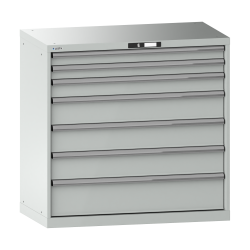 LISTA - Armoire à tiroirs 54x27E (LxPxH) 1023x572x1000mm 7 tiroirs (2x75/1x100/3x150/1x200) 200kg KEY Lock Gris clair RAL 7035