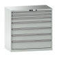 LISTA - Armoire à tiroirs 54x27E (LxPxH) 1023x572x1000mm 7 tiroirs (2x75/1x100/3x150/1x200) 200kg KEY Lock Gris clair RAL 7035