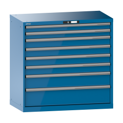LISTA - Armoire à tiroirs 54x27E (LxPxH) 1023x572x1000mm 8 tiroirs (2x75/4x100/1x150/1x200) 200kg KEY Lock Bleu clair RAL 5012
