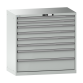 LISTA - Armoire à tiroirs 54x27E (LxPxH) 1023x572x1000mm 8 tiroirs (2x75/4x100/1x150/1x200) 200kg KEY Lock Gris clair RAL 7035
