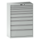LISTA - Armoire à tiroirs 54x27E (LxPxH) 1023x572x1450mm 9 tiroirs (2x75/2x100/2x150/2x200/1x300**) 75/**200kg KEY Lock Gris clair RAL 7035