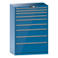 LISTA - Armoire à tiroirs 54x27E (LxPxH) 1023x572x1450mm 9 tiroirs (2x75/2x100/2x150/2x200/1x300) 200kg KEY Lock Bleu clair RAL 5012