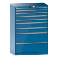 LISTA - Armoire à tiroirs 54x27E (LxPxH) 1023x572x1450mm 10 tiroirs (2x75/3x100/2x150/3x200) 200kg KEY Lock Bleu clair RAL 5012