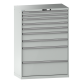 LISTA - Armoire à tiroirs 54x27E (LxPxH) 1023x572x1450mm 10 tiroirs (2x75/3x100/2x150/3x200) 200kg KEY Lock Gris clair RAL 7035