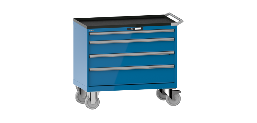 Armoire à tiroirs Lista 54 x 27E  H 96,2 x L 102,3 x P 57,2 cm 4 tiroirs, roues Ø 16 cm Key Lock