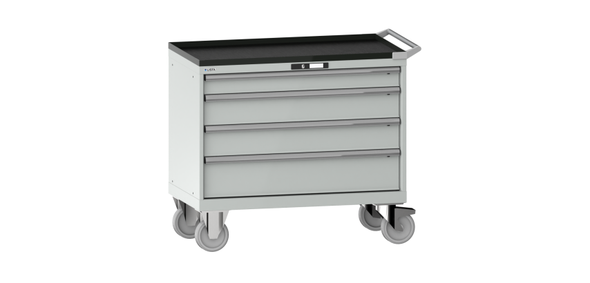 Armoire à tiroirs Lista 54 x 27E  H 96,2 x L 102,3 x P 57,2 cm 4 tiroirs, roues Ø 16 cm Key Lock