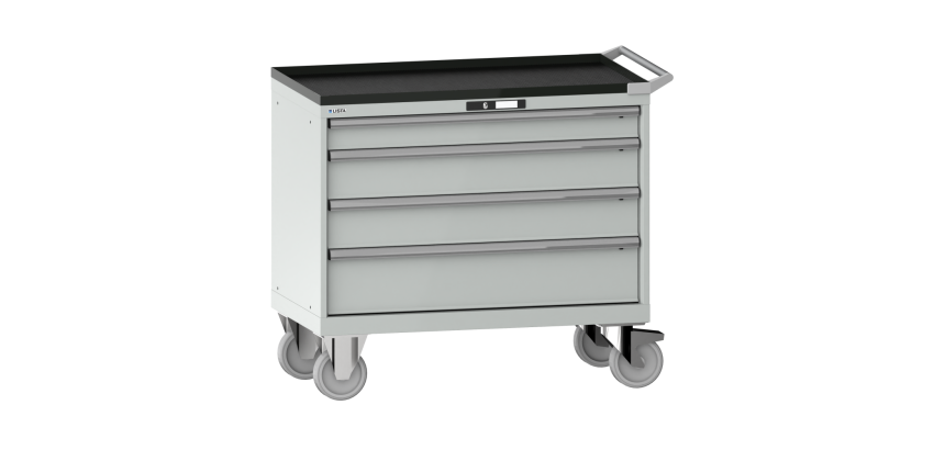 Armoire à tiroirs Lista 54 x 27E  H 96,2 x L 102,3 x P 57,2 cm 4 tiroirs, roues Ø 16 cm Key Lock
