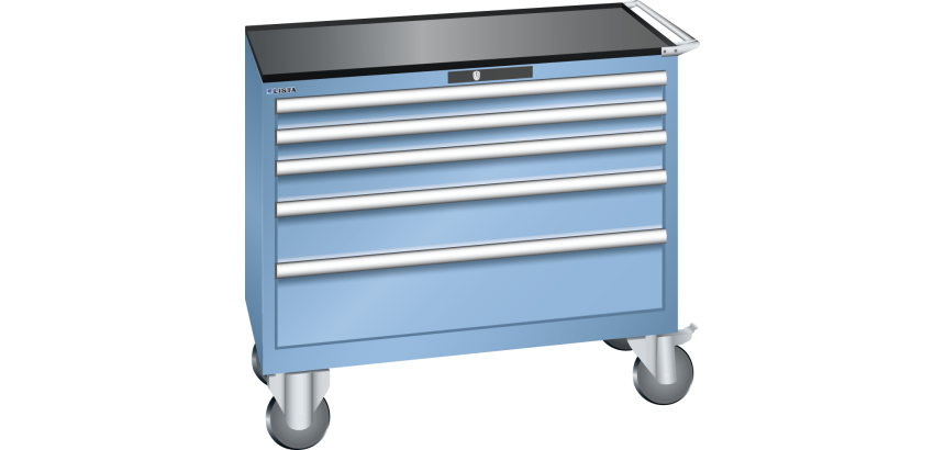 Armoire à tiroirs Lista 54 x 27E  H 96,2 x L 102,3 x P 57,2 cm 5 tiroirs, roues Ø 16 cm Key Lock