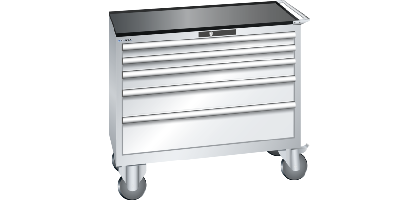 Armoire à tiroirs Lista 54 x 27E  H 96,2 x L 102,3 x P 57,2 cm 5 tiroirs, roues Ø 16 cm Key Lock