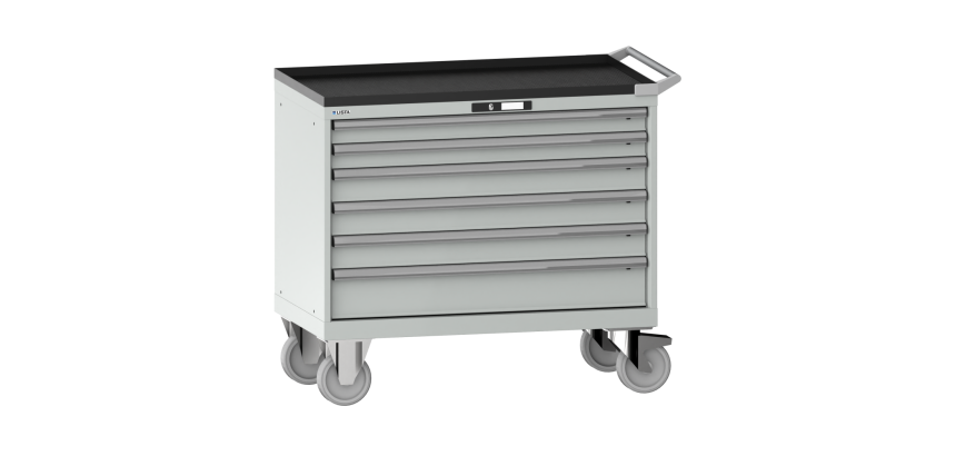 Armoire à tiroirs Lista 54 x 27E  H 96,2 x L 102,3 x P 57,2 cm 6 tiroirs, roues Ø 16 cm Key Lock