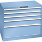LISTA - Armoire à tiroirs 54x36E (LxPxH) 1023x725x850mm 5 tiroirs (3x100/1x150/1x300**) 75/**200kg KEY Lock Bleu clair RAL 5012