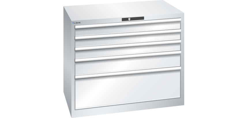 Armoire à tiroirs Lista 54 x 36E  H 85 x L 102,3 x P 72,5 cm 5 tiroirs Key Lock