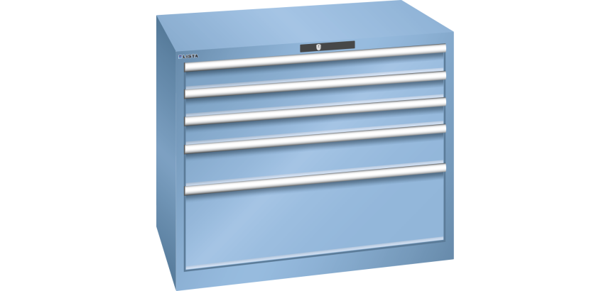 Armoire à tiroirs Lista 54 x 36E  H 85 x L 102,3 x P 72,5 cm 5 tiroirs Key Lock