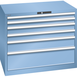 LISTA - Armoire à tiroirs 54x36E (LxPxH) 1023x725x850mm 6 tiroirs (2x75/2x100/1x150/1x250**) 75/**200kg KEY Lock Bleu clair RAL 5012