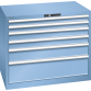 LISTA - Armoire à tiroirs 54x36E (LxPxH) 1023x725x850mm 6 tiroirs (2x75/2x100/1x150/1x250**) 75/**200kg KEY Lock Bleu clair RAL 5012